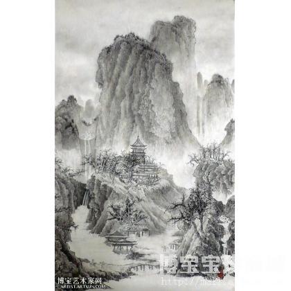 晴峦萧寺 山水画 张航福作品 类别: 国画山水作品