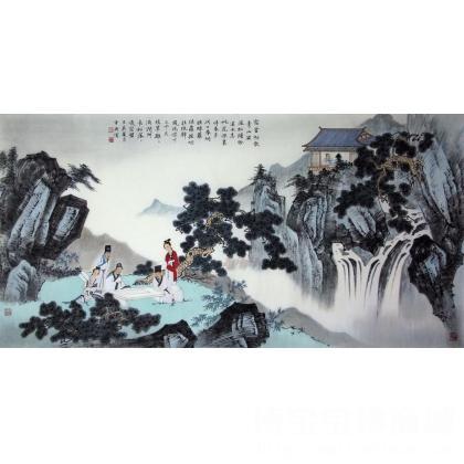 王重兴-山居文会图 山水画作品 类别: 国画山水作品